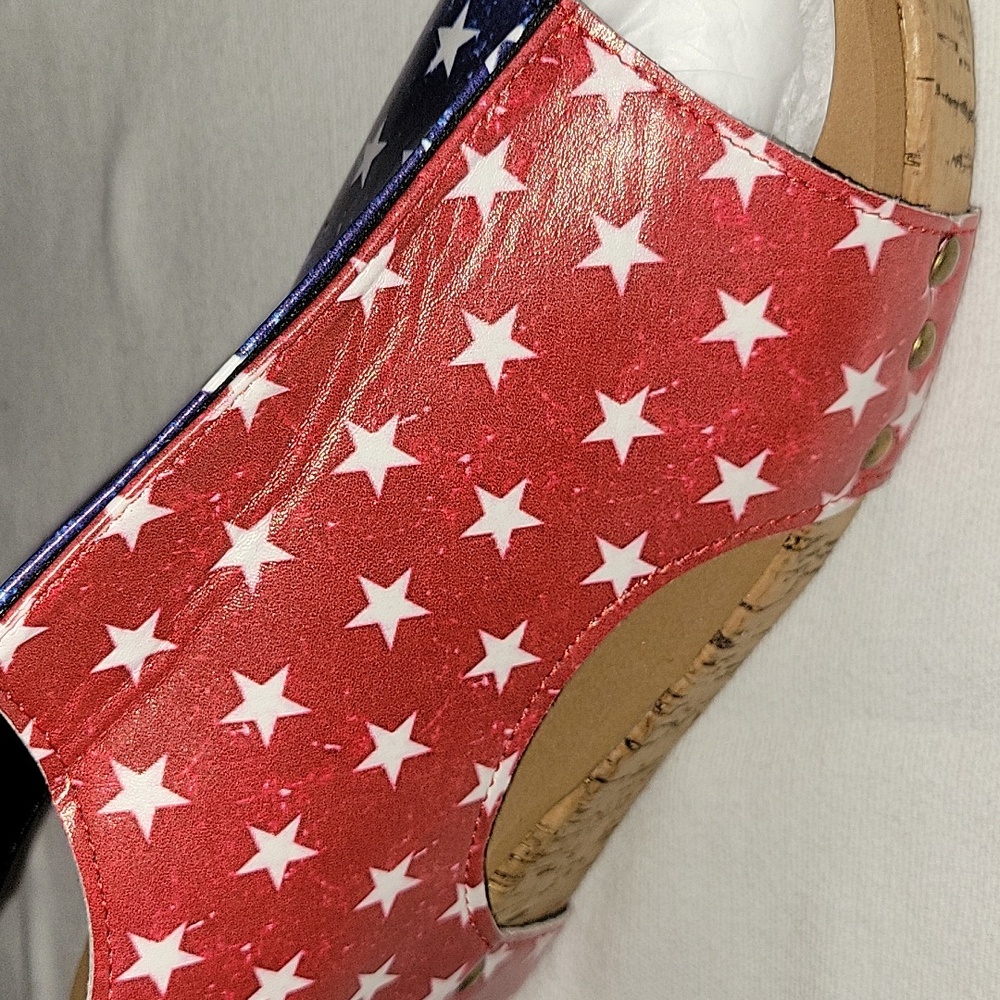 Patriotic Cork Heeled Wedges - Picture 3 of 7